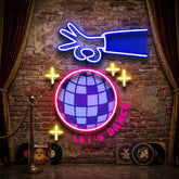 Let's Dance With Disco Ball LED Neon Sign Light Pop Art