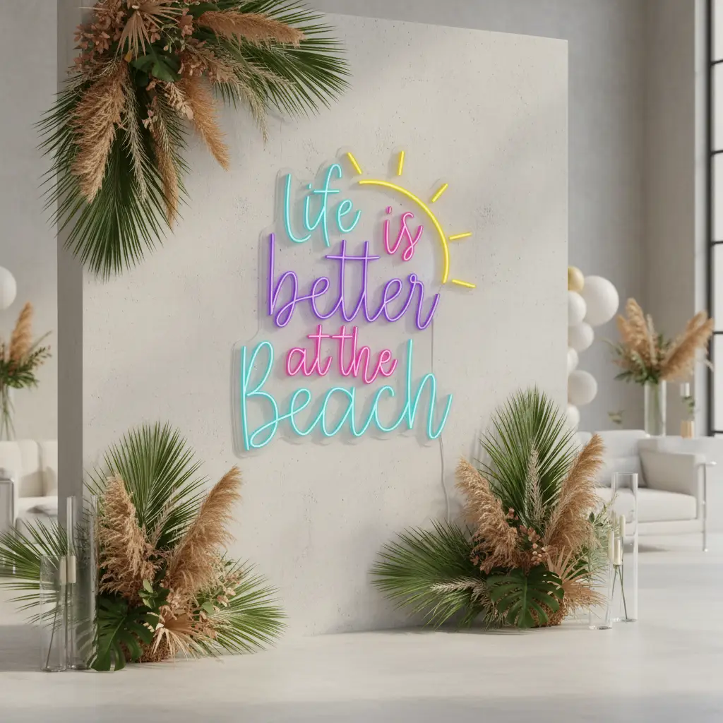 Life is Better At The Beach Led Neon Sign Custom Summer Neon Sign
