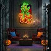 Halloween Zombie Hand Neon Sign – Scary LED Wall Light with Pumpkins for Haunted House & Party Decor