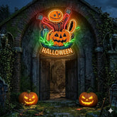 Halloween Pumpkin Scarecrow Neon Sign – Spooky LED Wall Light for Haunted House & Party Decor