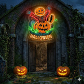 Halloween Pumpkin Scarecrow Neon Sign – Spooky LED Wall Light for Haunted House & Party Decor