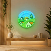 Morning on Grassy Village LED Neon Sign Light Pop Art