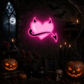 Pink Devil Heart Neon Sign – LED Wall Light for Bedroom, Bar & Party Décor