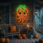 Pumpkin Skull Neon Sign – Creepy Halloween LED Wall Light for Haunted House & Spooky Party Décor