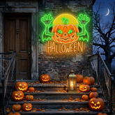 Flying Pumpkin Neon Sign – Halloween LED Wall Light for Spooky Home & Party Décor