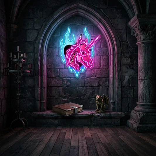 Unicorn Skull Neon Sign – Gothic LED Wall Light for Halloween, Bars & Unique Home Décor