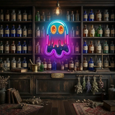 Colorful Ghost Neon Sign – Halloween LED Wall Light for Spooky Home & Party Décor