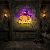 Pumpkin Witch Hat Neon Sign – Halloween LED Wall Light for Spooky Party & Home Décor