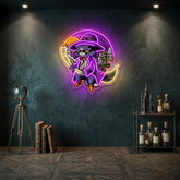 Black Cat Witch Neon Sign – Halloween LED Wall Light for Spooky Home & Party Décor