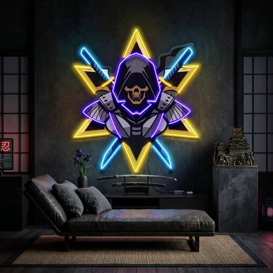 Ninja With Skull Mask LED Neon Sign Light Pop Art
