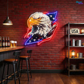 Stars, Stripes, and Soaring Eagles: A Neon Tribute Neon Sign Light Artwork