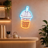 Orange Milktea Neon Acrylic Artwork
