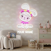 Personalized Baby Rabbit Girl Gift For Kids Artwork Led Neon Sign Light