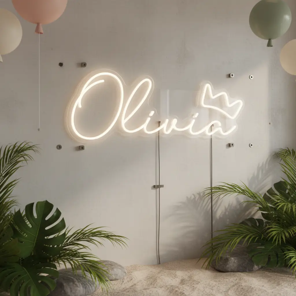 Custom Personalized Crown Neon Sign with Name for Kids Room