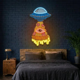 Pizza Ufo Artwork Led Neon Sign Light
