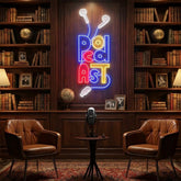 Podcast Studio LED Neon Sign - Wire Earphones Artwork Decoration
