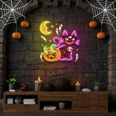 Pumpkin Cat Halloween Artwork Led Neon Sign Light