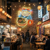 Ramen Cat Neon Sign – Cute Japanese Food LED Neon Wall Art
