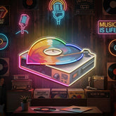 Retro Dics Player In Galaxy Art LED Neon Sign Light Pop Art