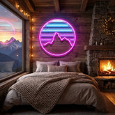 Retro Mountain Sunset Artwork Led Neon Sign Light