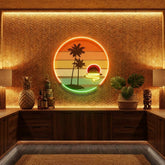 Retro Tropical Sunset Artwork Led Neon Sign Light
