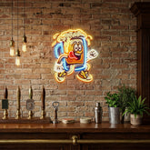 Running Beer Glass LED Neon Sign Light Pop Art