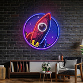 Spaceship Rocket Launch Web Galaxy LED Neon Sign Light Pop Art