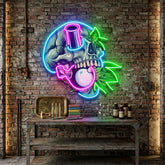 Stone Skull With Weed Bong LED Neon Sign Light Pop Art