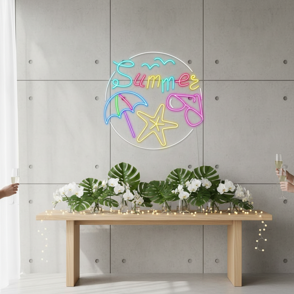 Hello Summer Welcome Neon Sign Party Decor Sign - VN03 - Customneonstudio