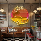 Summer Tropical Beach And Car LED Neon Sign Light Pop Art