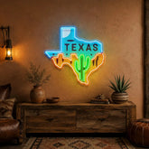 Texas Map LED Neon Sign Light Pop Art