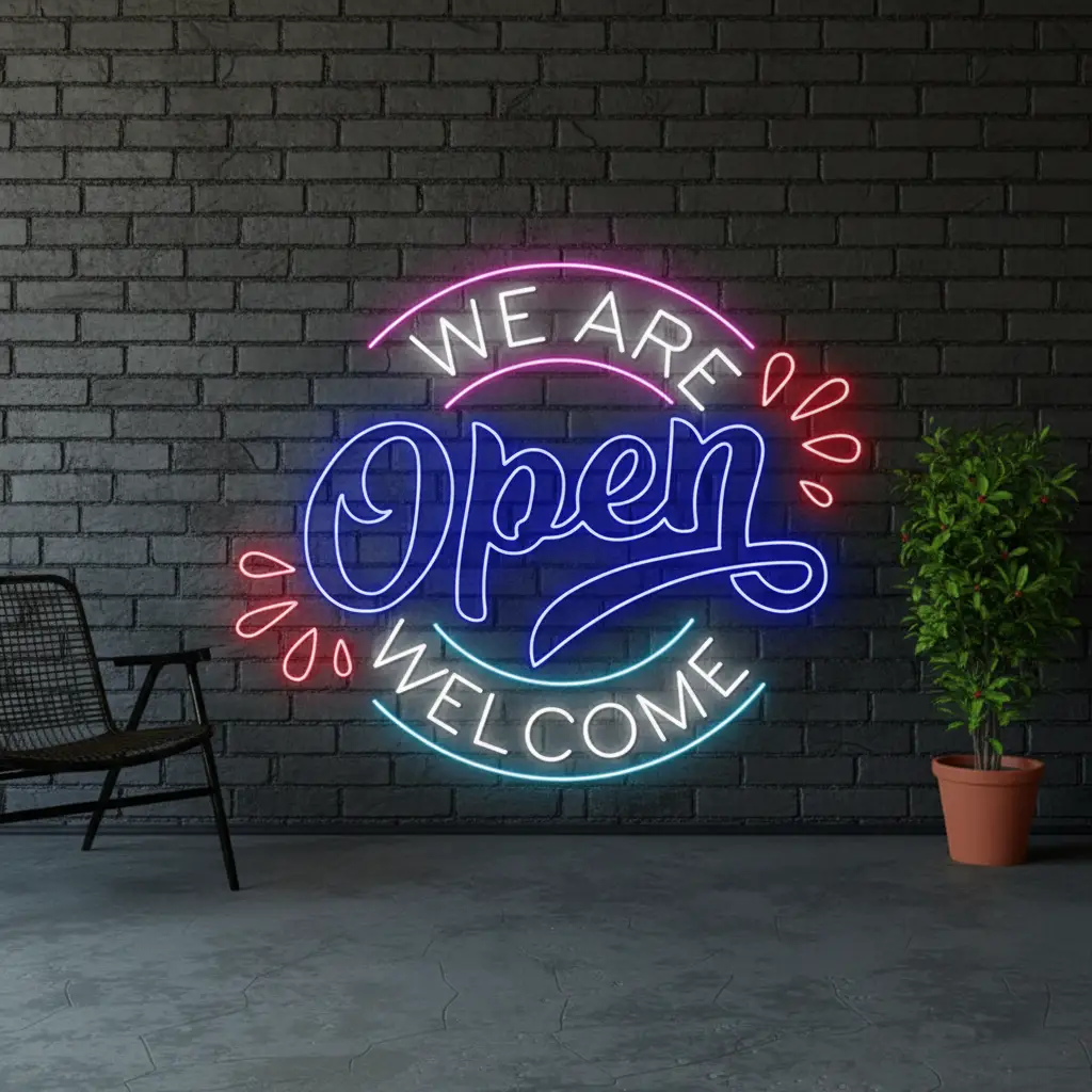 We Are Open Welcome Neon Sign