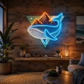 Whale On Mountain Top LED Neon Sign Light Pop Art