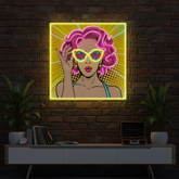 Wow Lady Pop Art LED Neon Sign Comic Pop Art Wall Decor