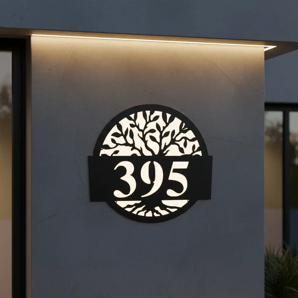 Round Metal Address Sign for House