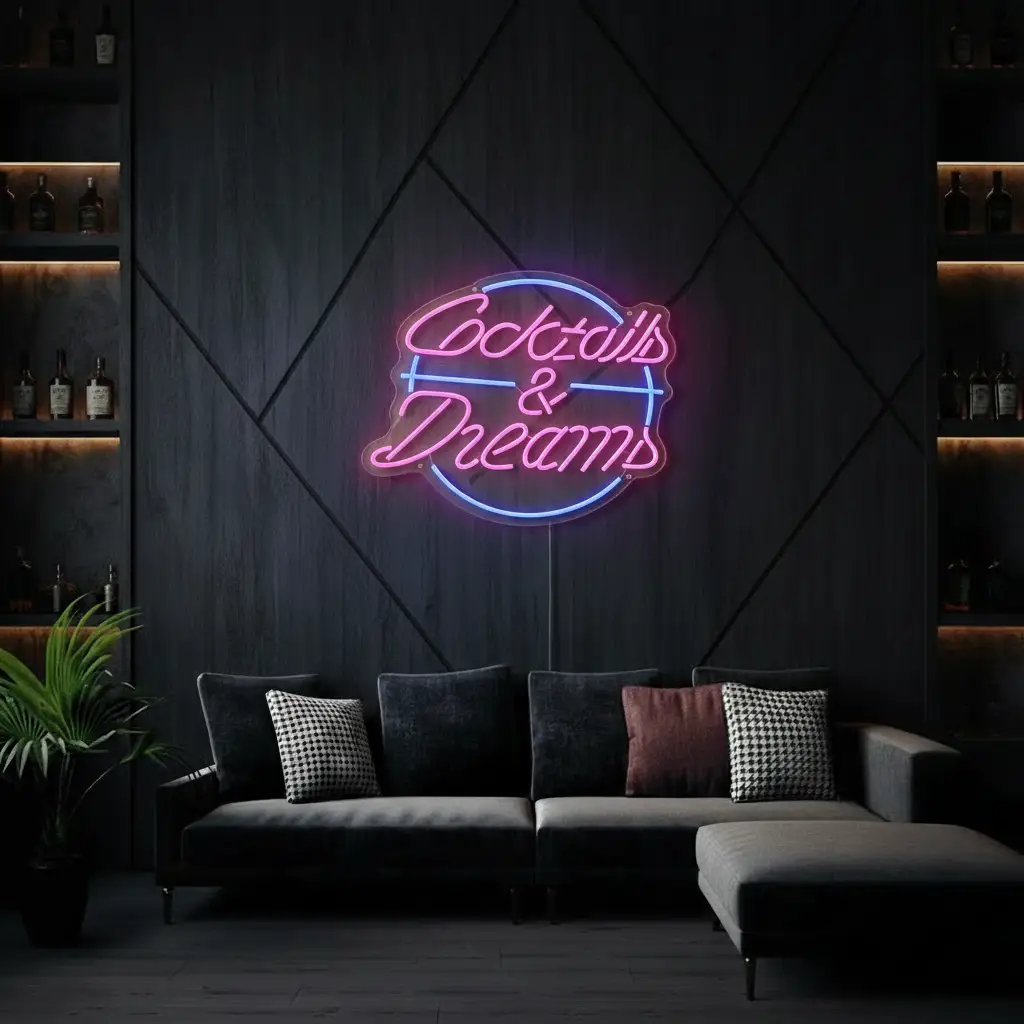 Cocktails And Dreams Neon Sign Bar Decor Neon Sign