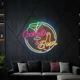 Cocktails and Beer Led Sign Bar Shop Decor - VN03 - Customneonstudio