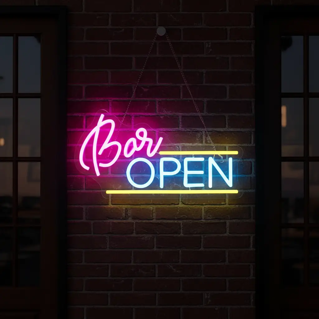 Bar Open Neon Sign for Bar Party Decor