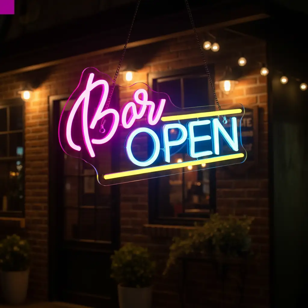 Bar Open Neon Sign for Bar Party Decor