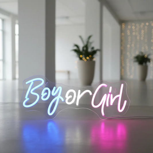 Boy or Girl Neon Sign for Baby Shower&Gender Reveal Party Decor