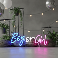 Boy or Girl Neon Sign for Baby Shower&Gender Reveal Party Decor
