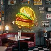 Burger Running LED Neon Sign Light Pop Art
