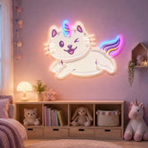 Cat Unicorn Flying LED Neon Sign Light Pop Art