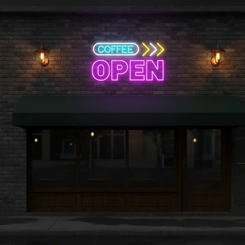 Coffee Open Neon Sign Shop Decor Led Neon Sign