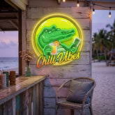Crocodile Character Badge LED Neon Sign Light Pop Art