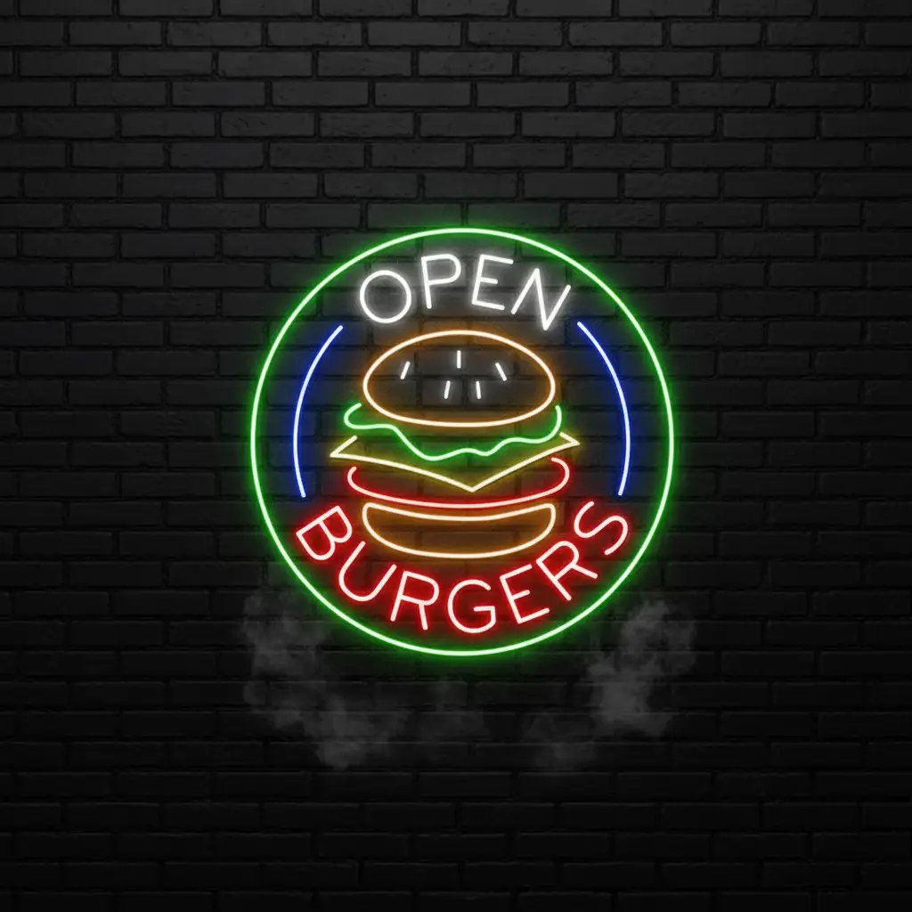 Burger Shop Open Led Neon Sign