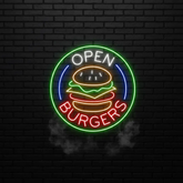 Burger Shop Open Led Neon Sign