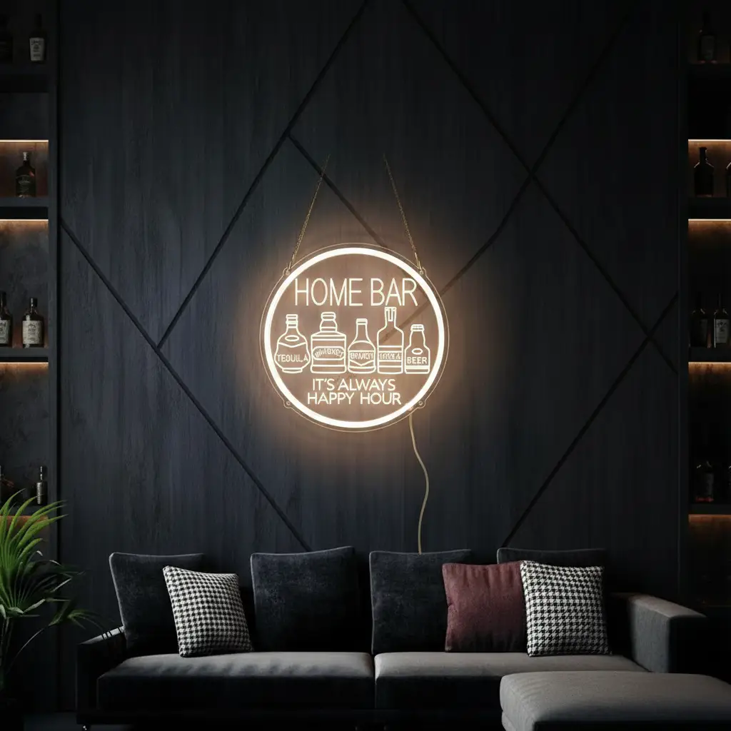 Neon Bar Sign Pub Beer Wine Wall Art Decor Sign