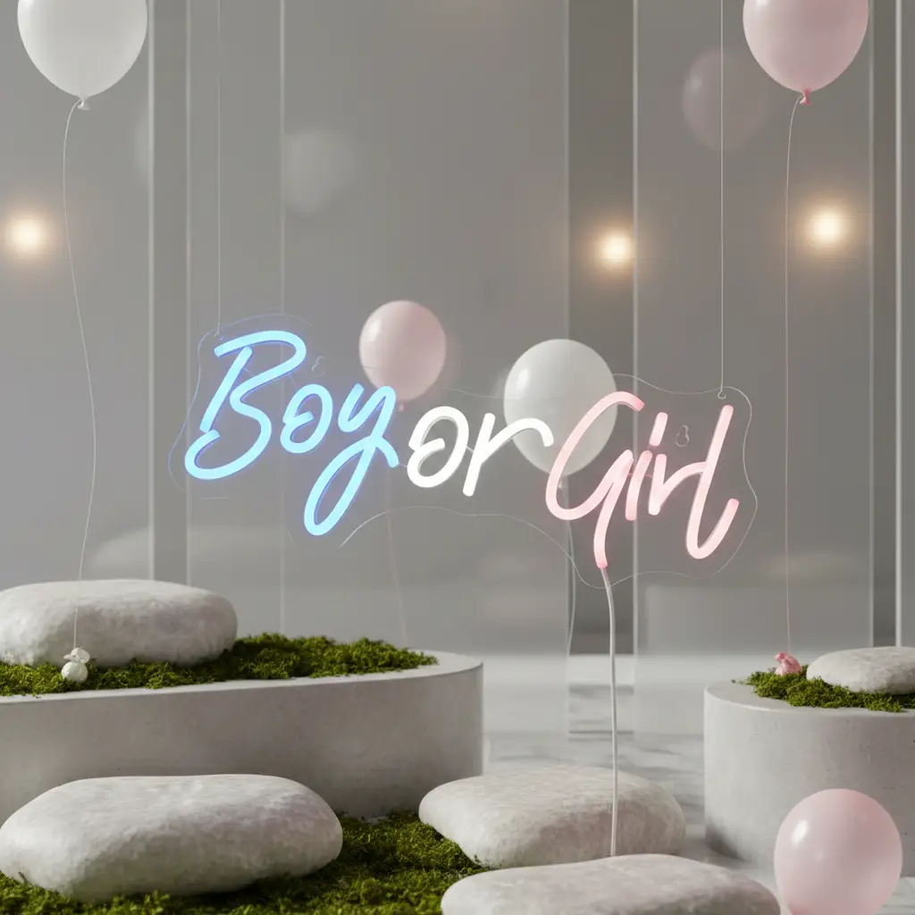 Boy or Girl Neon Sign for Baby Shower&Gender Reveal Party Decor – view 3