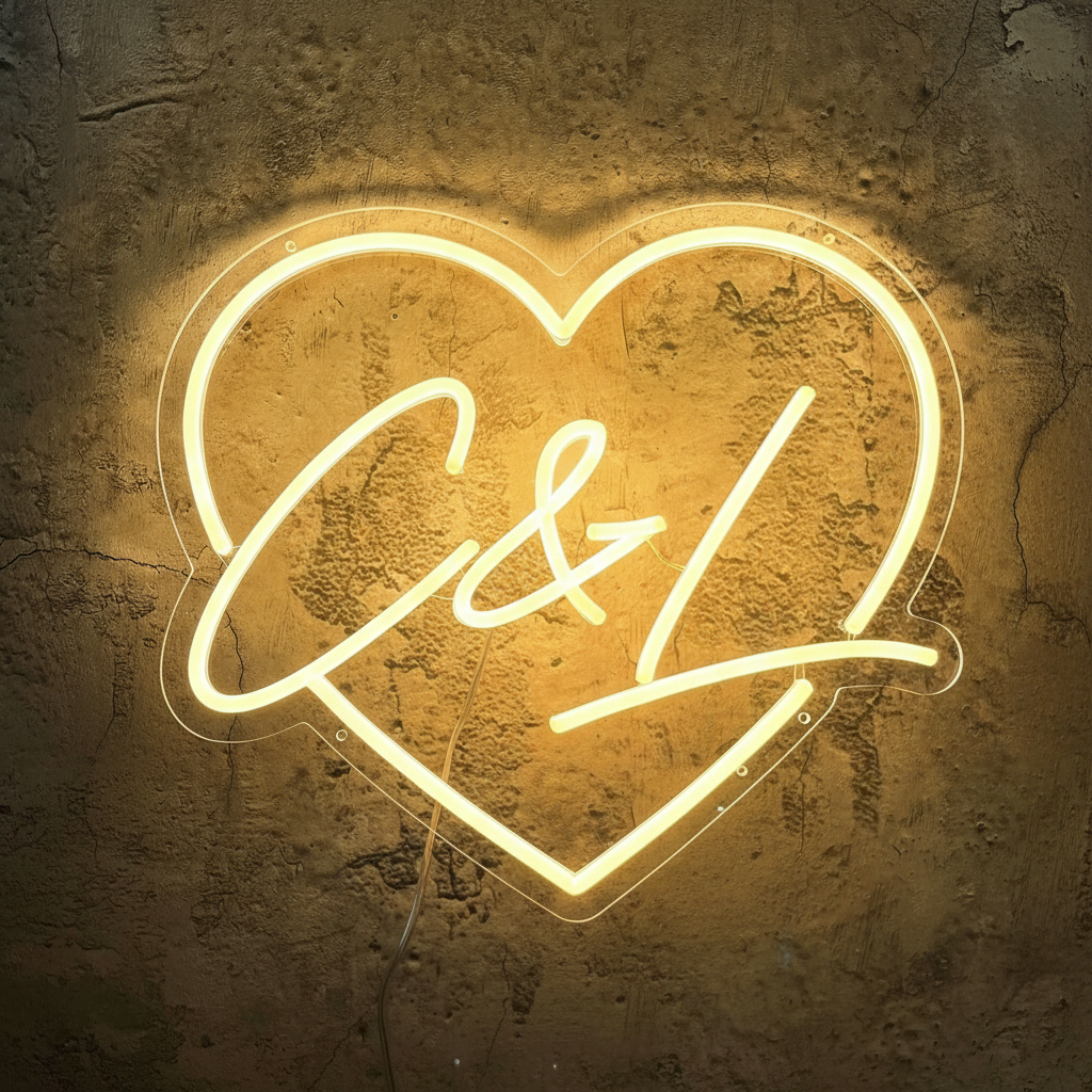 Heart with Letter Neon Sign